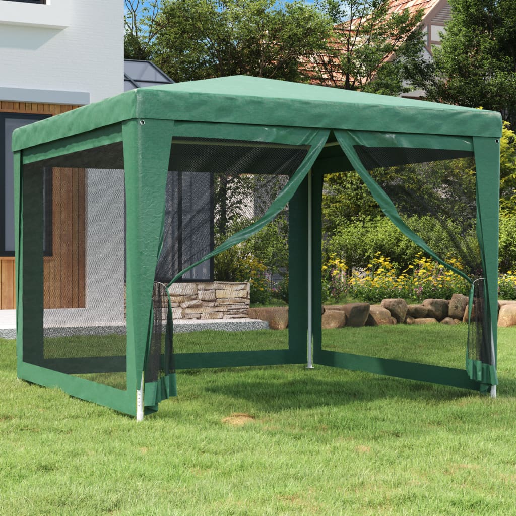 Party tent with 4 side walls made of mesh green 3x3 m HDPE