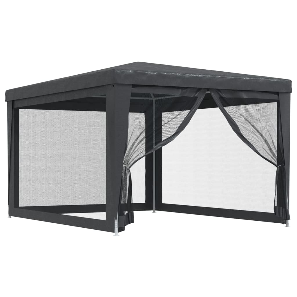 Party tent with 4 side walls made of mesh anthracite 3x4 m HDPE