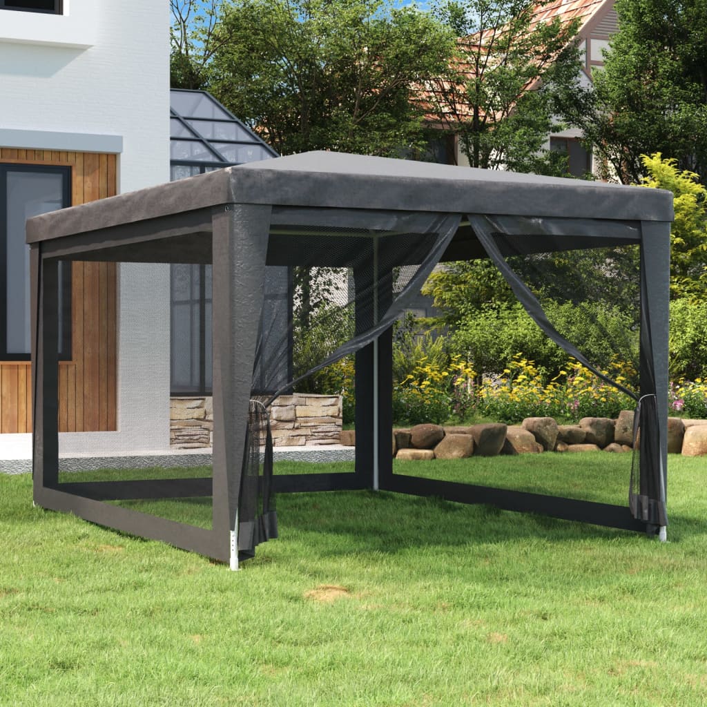Party tent with 4 side walls made of mesh anthracite 3x4 m HDPE