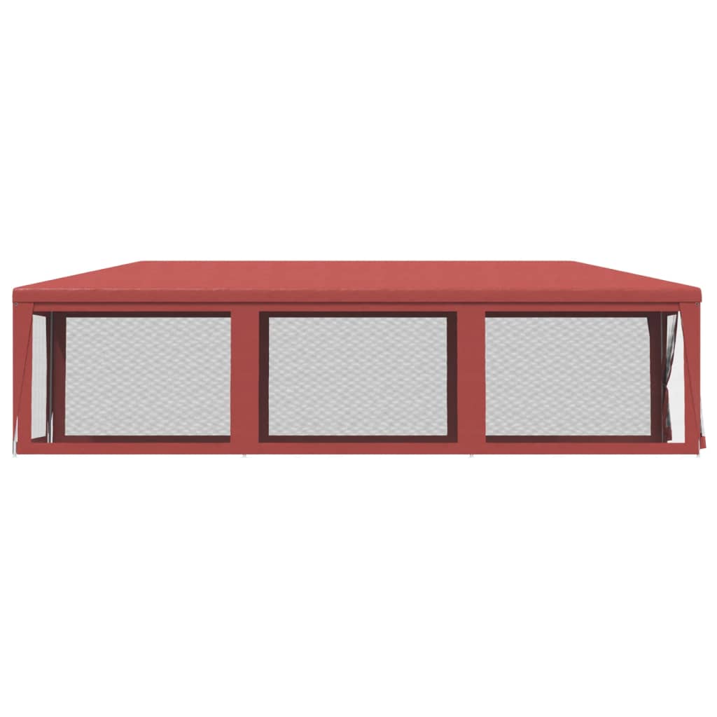 Party tent with 8 side walls made of mesh red 3x9 m HDPE