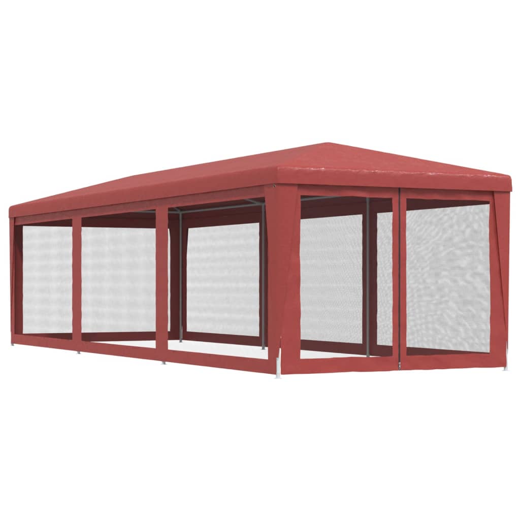 Party tent with 8 side walls made of mesh red 3x9 m HDPE