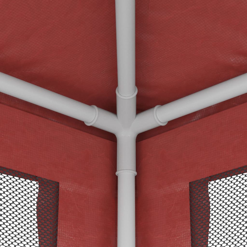 Party tent with 8 side walls made of mesh red 3x9 m HDPE