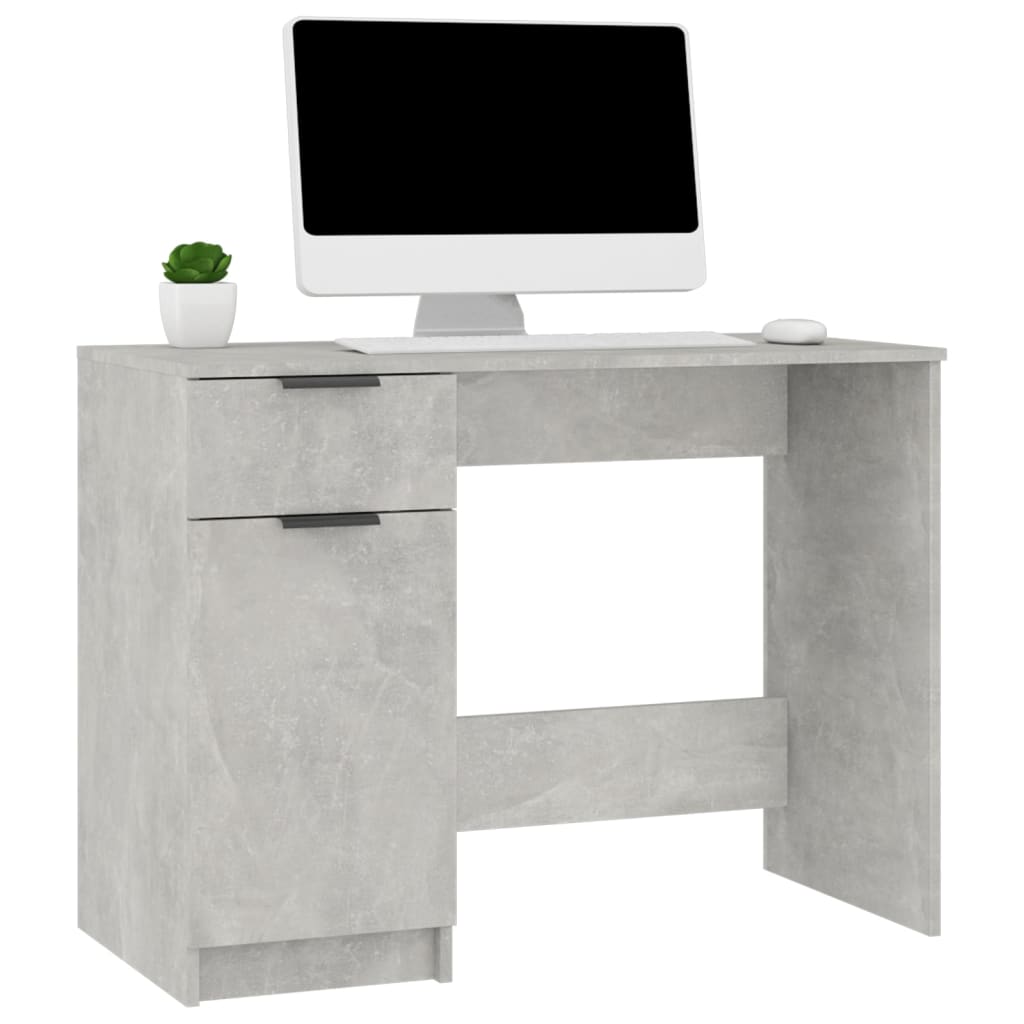 Desk cabinet concrete grey 100x50x75 cm engineered wood