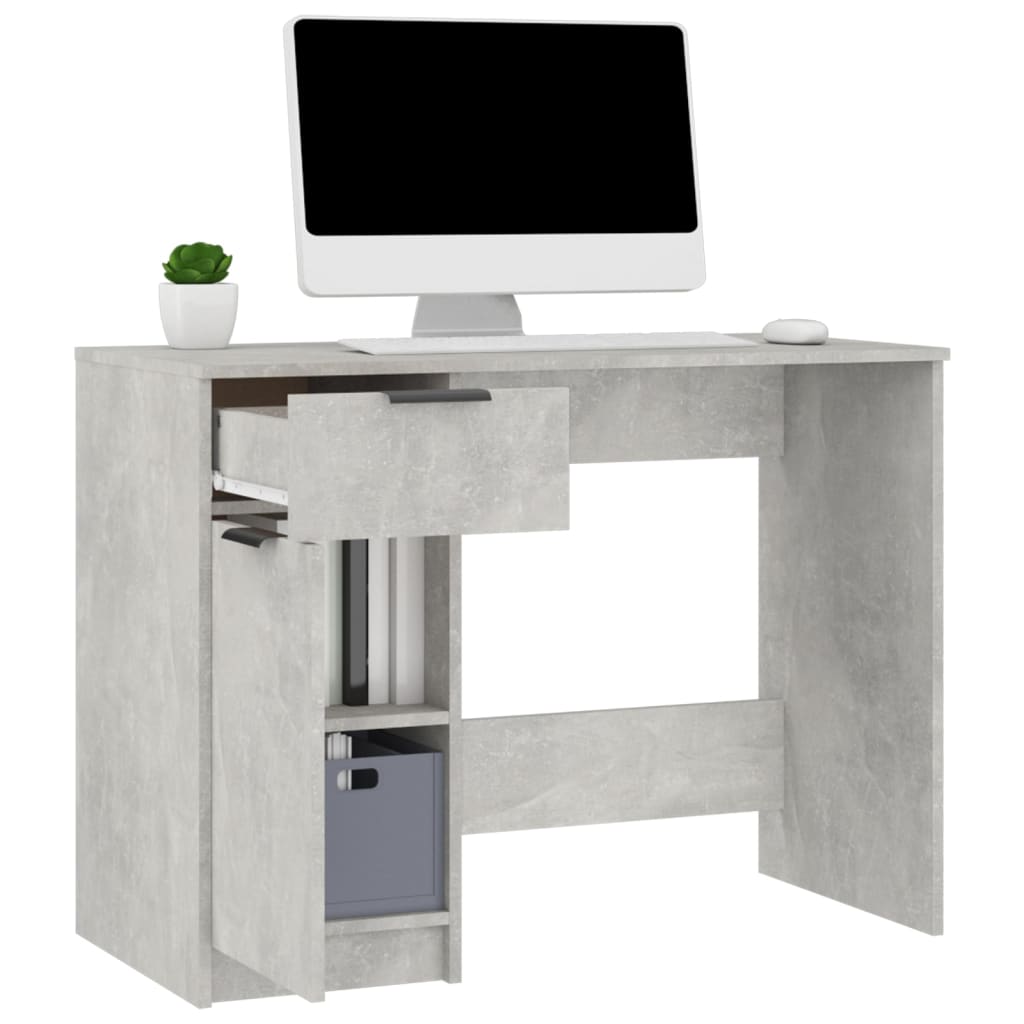 Desk cabinet concrete grey 100x50x75 cm engineered wood