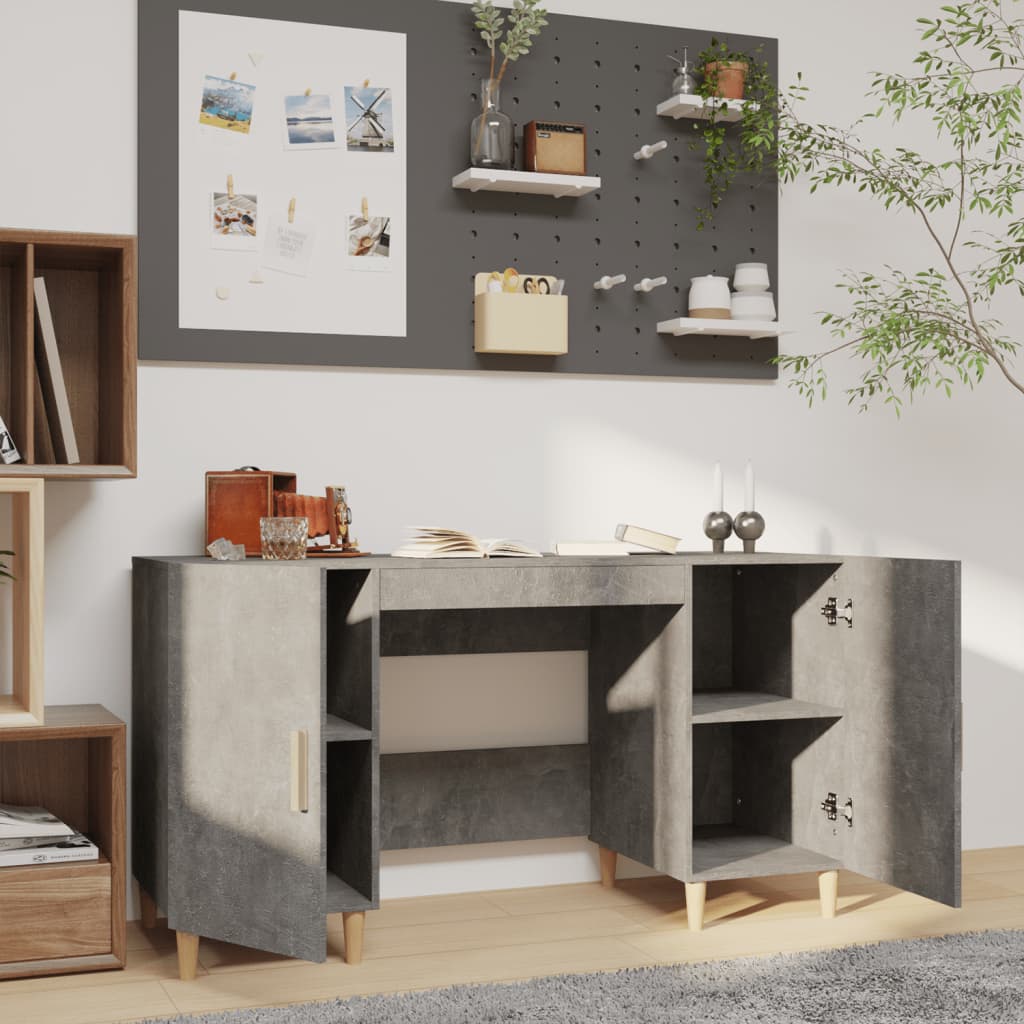 Desk cabinet concrete grey 140x50x75 cm engineered wood