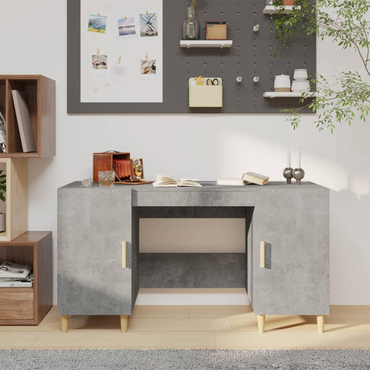 Desk cabinet concrete grey 140x50x75 cm engineered wood