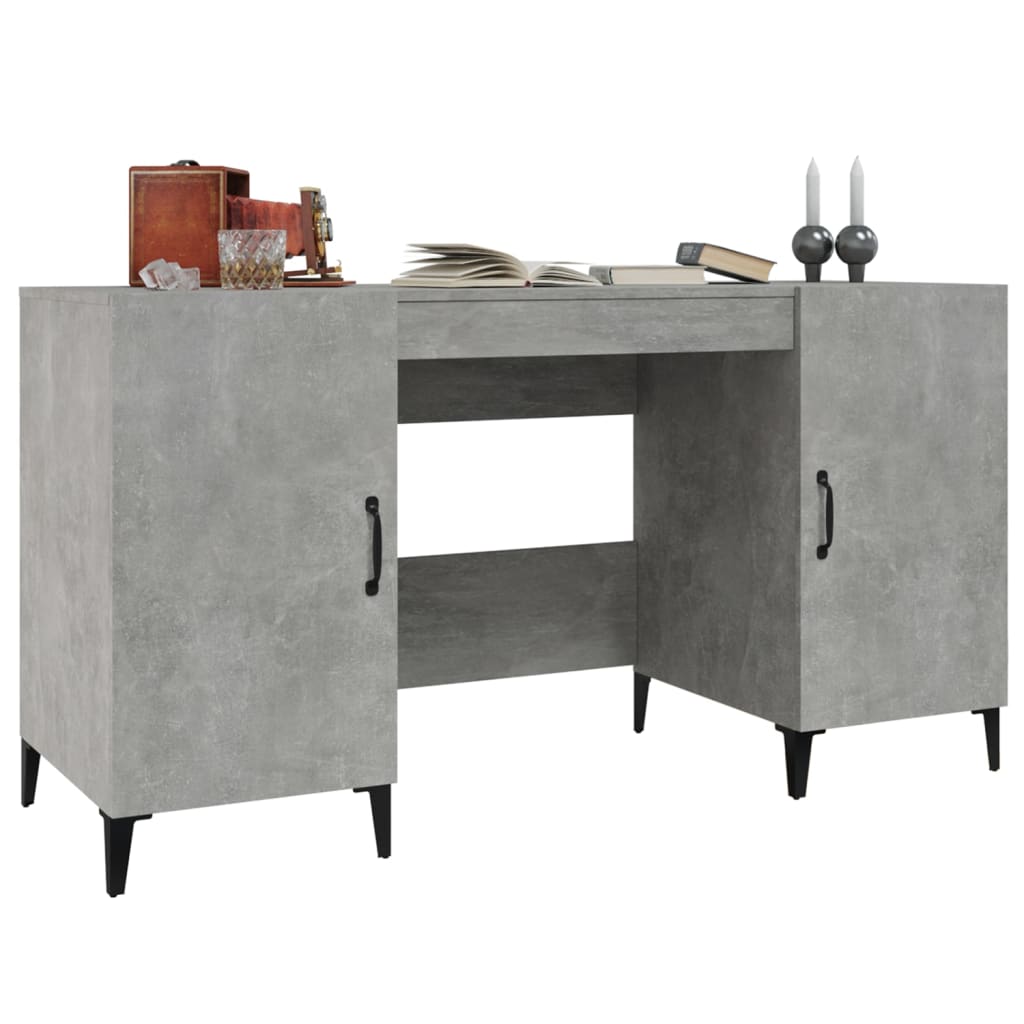 Desk cabinet concrete grey 140x50x75 cm engineered wood