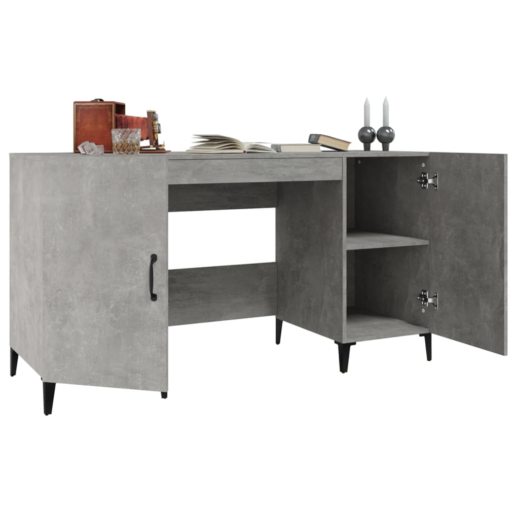 Desk cabinet concrete grey 140x50x75 cm engineered wood