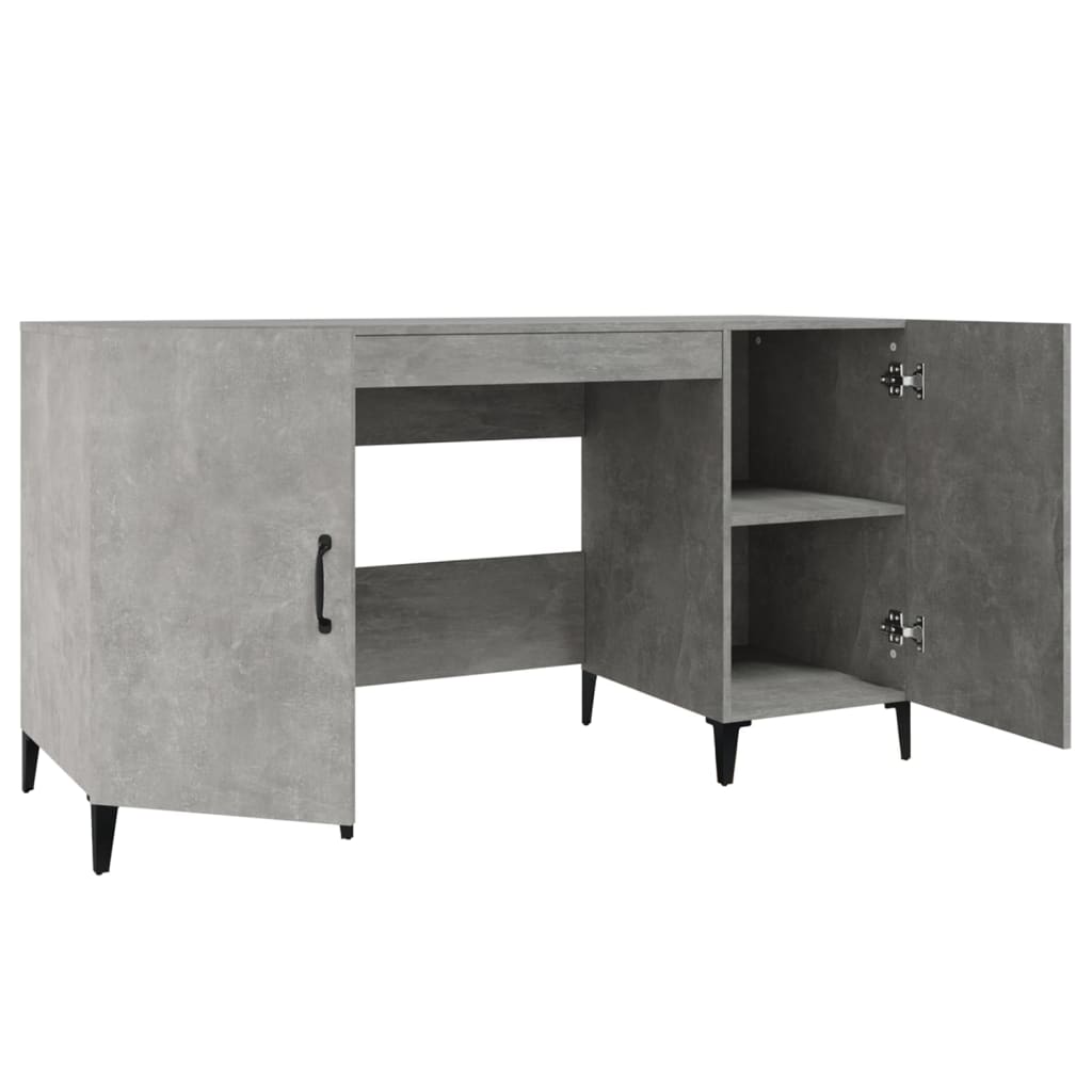 Desk cabinet concrete grey 140x50x75 cm engineered wood
