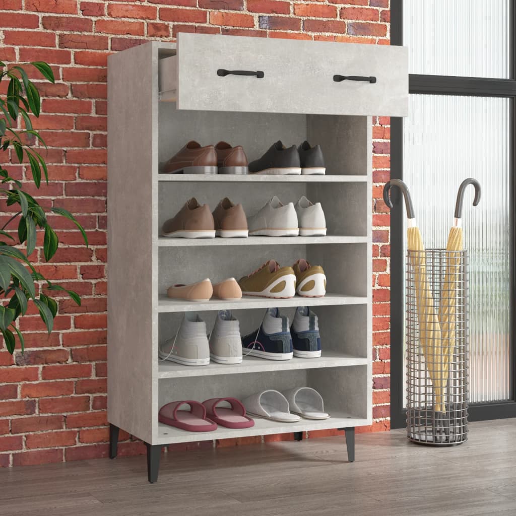 Shoe cabinet concrete grey 60x35x105 cm engineered wood