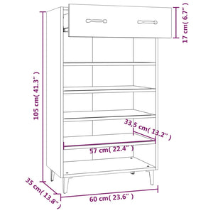 Shoe cabinet concrete grey 60x35x105 cm engineered wood