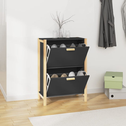 Shoe cabinet black 57.5x33x80 cm engineered wood