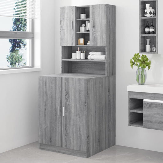 3120183 vidaXL Washing Machine Cabinet Grey Sonoma Engineered Wood