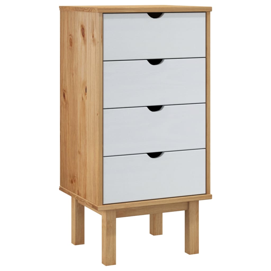 Chest of drawers OTTA brown and white 45x39x90 cm solid pine wood