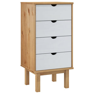 Chest of drawers OTTA brown and white 45x39x90 cm solid pine wood