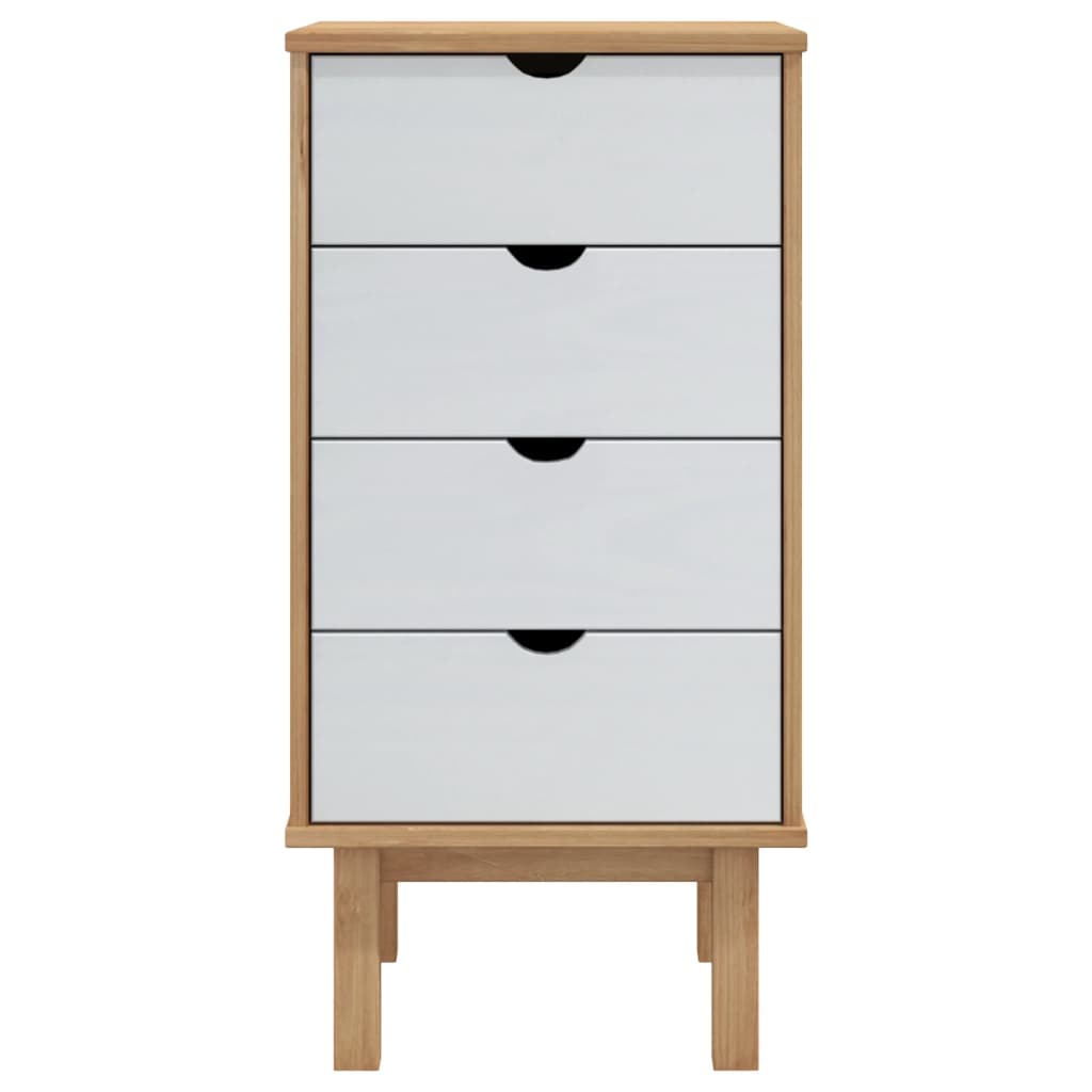 Chest of drawers OTTA brown and white 45x39x90 cm solid pine wood