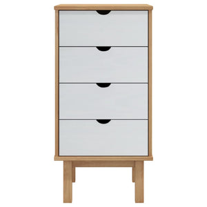 Chest of drawers OTTA brown and white 45x39x90 cm solid pine wood