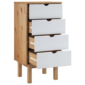 Chest of drawers OTTA brown and white 45x39x90 cm solid pine wood