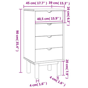 Chest of drawers OTTA brown and white 45x39x90 cm solid pine wood