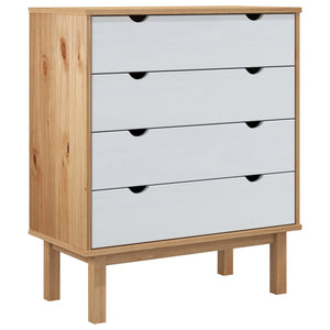 Chest of drawers OTTA brown and white 76.5x39.5x90 cm solid pine wood
