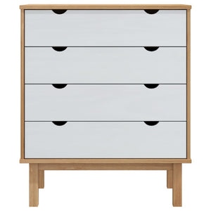 Chest of drawers OTTA brown and white 76.5x39.5x90 cm solid pine wood