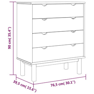 Chest of drawers OTTA brown and white 76.5x39.5x90 cm solid pine wood