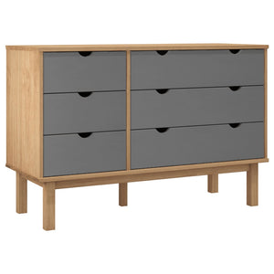 Chest of drawers OTTA brown and grey 111x43x73.5 cm solid pine wood