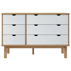 Chest of drawers OTTA brown and white 111x43x73.5 cm solid pine wood
