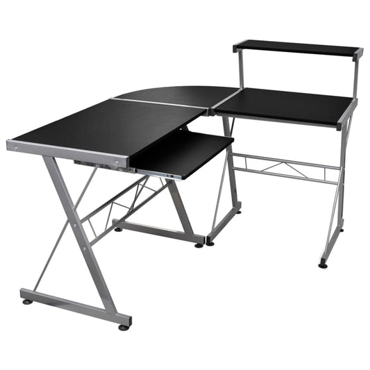 Computer desk corner black 132x112x99 cm engineered wood