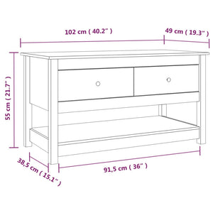 Coffee table 102x49x55 cm solid pine wood