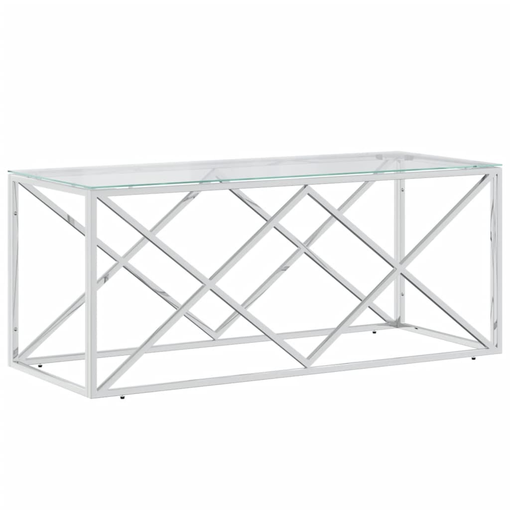Coffee table 110x45x45 cm stainless steel and glass