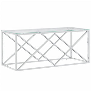 Coffee table 110x45x45 cm stainless steel and glass