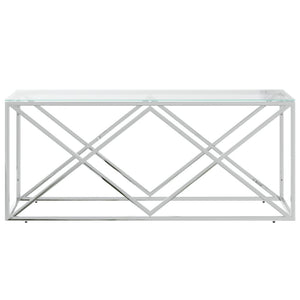 Coffee table 110x45x45 cm stainless steel and glass