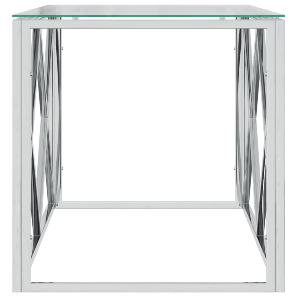Coffee table 110x45x45 cm stainless steel and glass