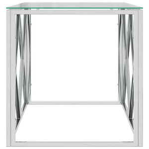 Coffee table 110x45x45 cm stainless steel and glass