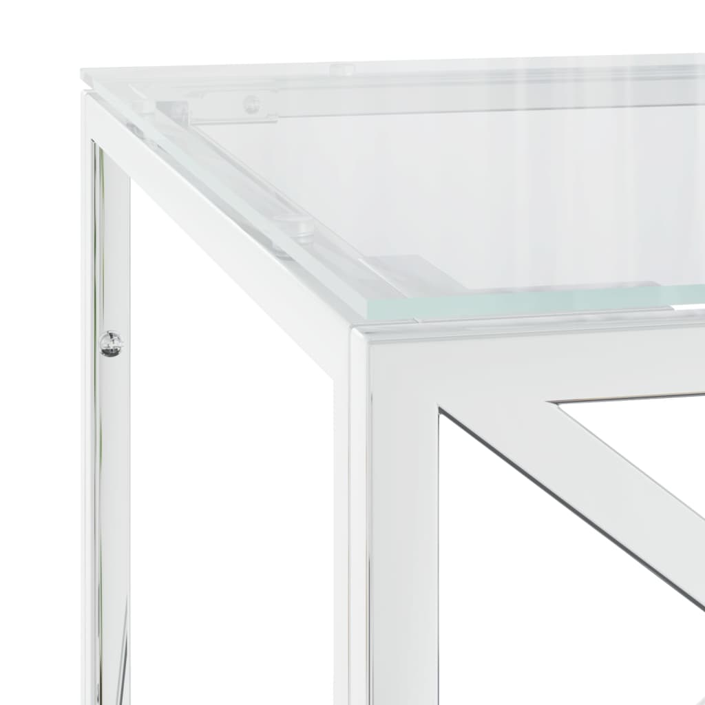 Coffee table 110x45x45 cm stainless steel and glass