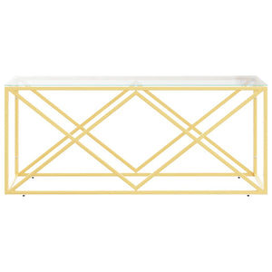Coffee table 110x45x45 cm stainless steel and glass