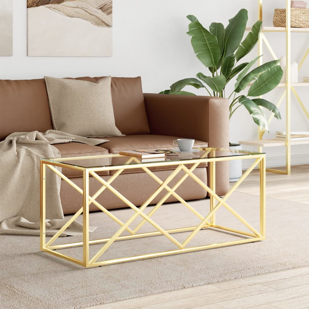 Coffee table 110x45x45 cm stainless steel and glass