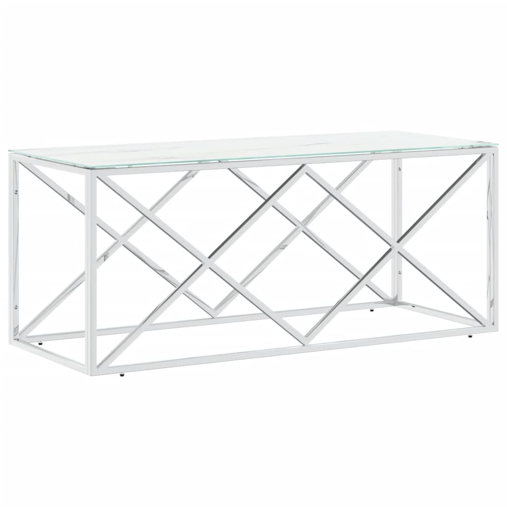 Coffee table 110x45x45 cm stainless steel and glass