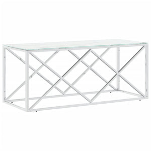 Coffee table 110x45x45 cm stainless steel and glass