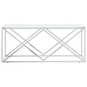 Coffee table 110x45x45 cm stainless steel and glass