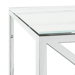 Coffee table 110x45x45 cm stainless steel and glass