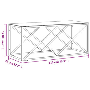 Coffee table 110x45x45 cm stainless steel and glass