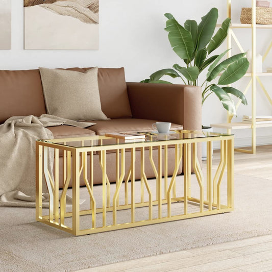 Coffee table 110x45x45 cm stainless steel and glass