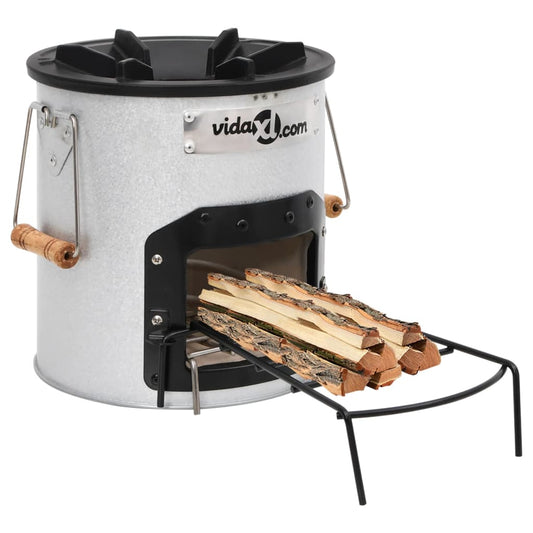 Wood stove for camping silver 45x25x26 cm steel