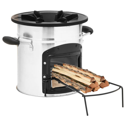 Wood stove for camping silver 45.5x33x25.5 cm stainless steel
