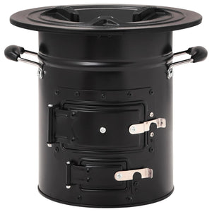 Wood stove for camping black 50x33.5x30.5 cm steel