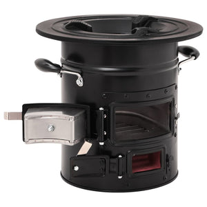 Wood stove for camping black 50x33.5x30.5 cm steel