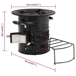 Wood stove for camping black 50x33.5x30.5 cm steel