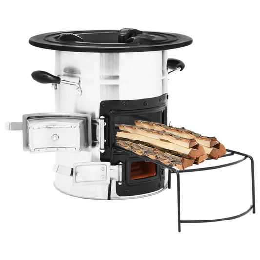 Wood stove for camping silver 51.5x35x30.5 cm stainless steel